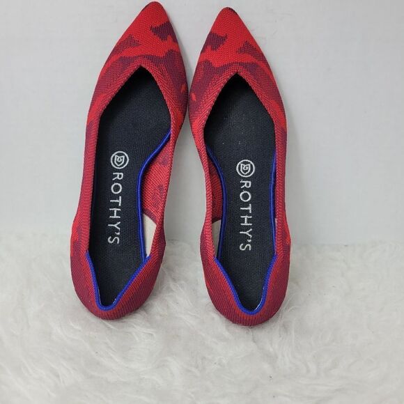 Rothy’s Red Camo the point ballet Flat Shoes Size 7.5 - Picture 8 of 10